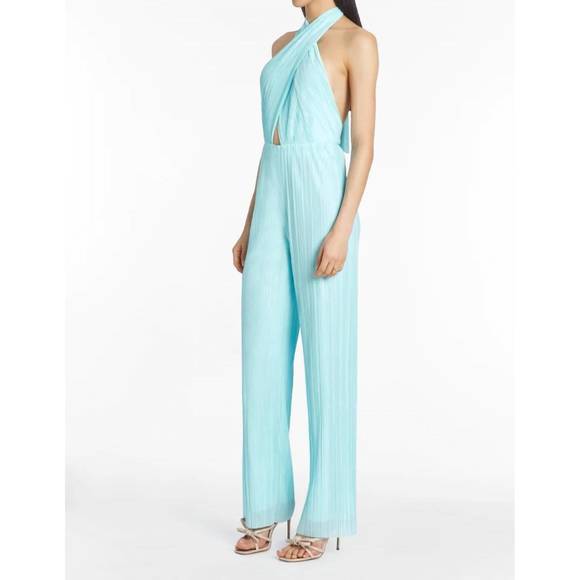 NEW AMANDA UPRICHARD extended halter jumpsuit in wave - Picture 2 of 4